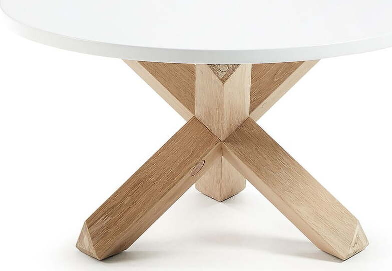 Bílý/v přírodní barvě kulatý konferenční stolek s bílou deskou ø 65 cm Lotus – Kave Home