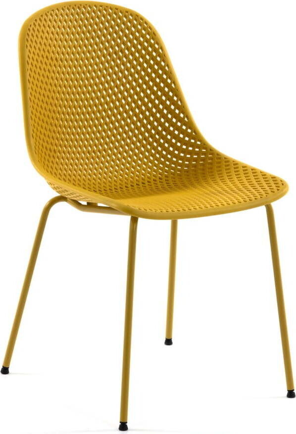Žlutá kovová zahradní židle Quinby – Kave Home