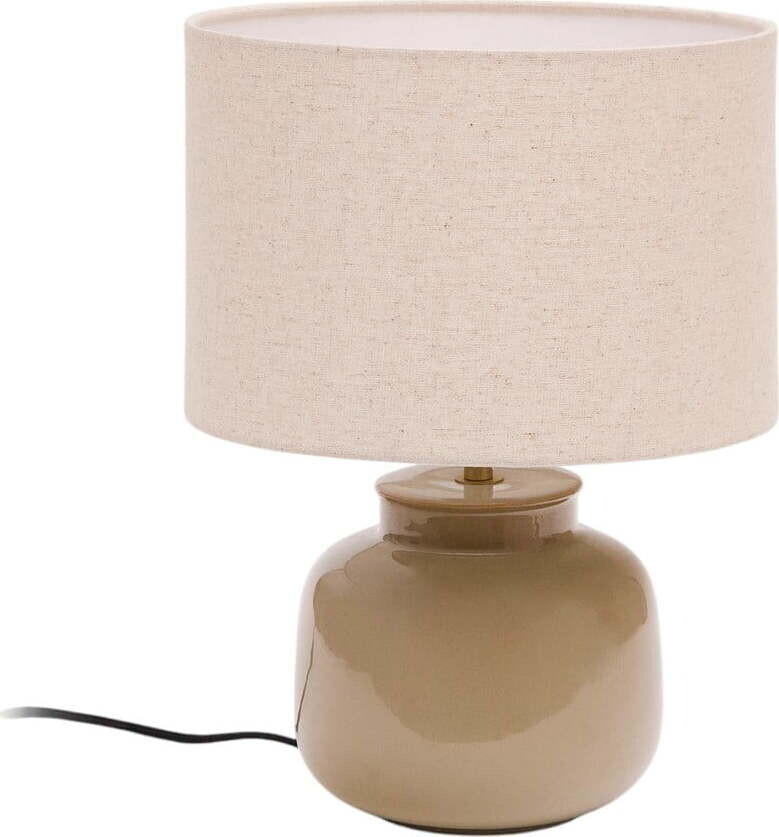 Béžová keramická stolní lampa s textilním stínidlem (výška 40 cm) Tay – Kave Home