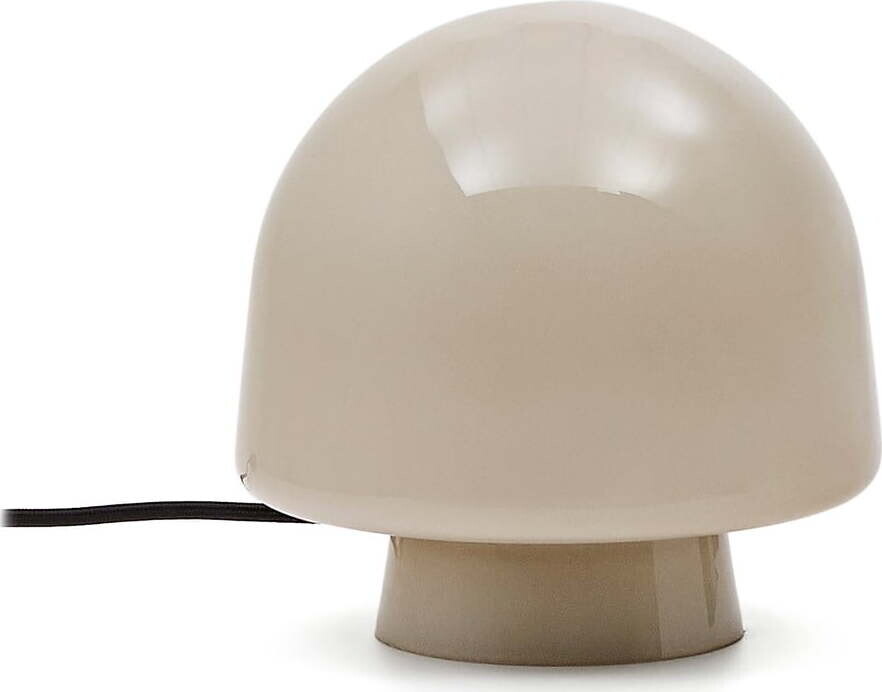 Stolní lampa šedobéžová se skleněným stínidlem (výška 20 cm) Reig – Kave Home