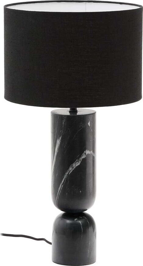Černá mramorová stolní lampa s textilním stínidlem (výška 57 cm) Vex – Kave Home