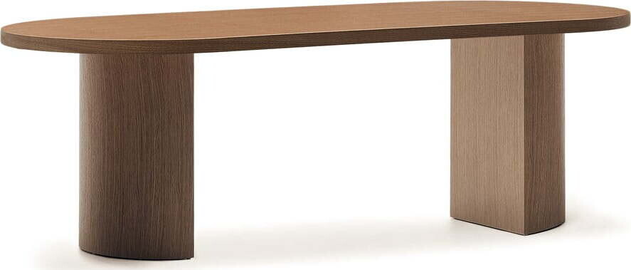 Kulatý jídelní stůl s deskou v dekoru ořechového dřeva 100x240 cm Nealy – Kave Home