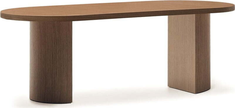 Kulatý jídelní stůl s deskou v dekoru ořechového dřeva 100x200 cm Nealy – Kave Home