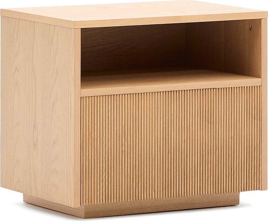 Noční stolek v dekoru dubu v přírodní barvě Helvine – Kave Home