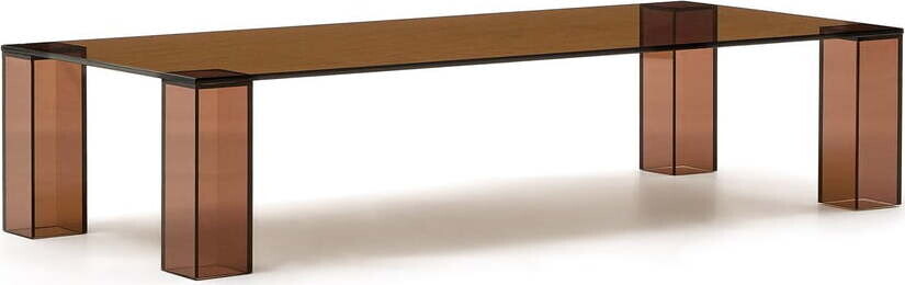 Hnědý skleněný konferenční stolek 60x140 cm Adularia – Kave Home