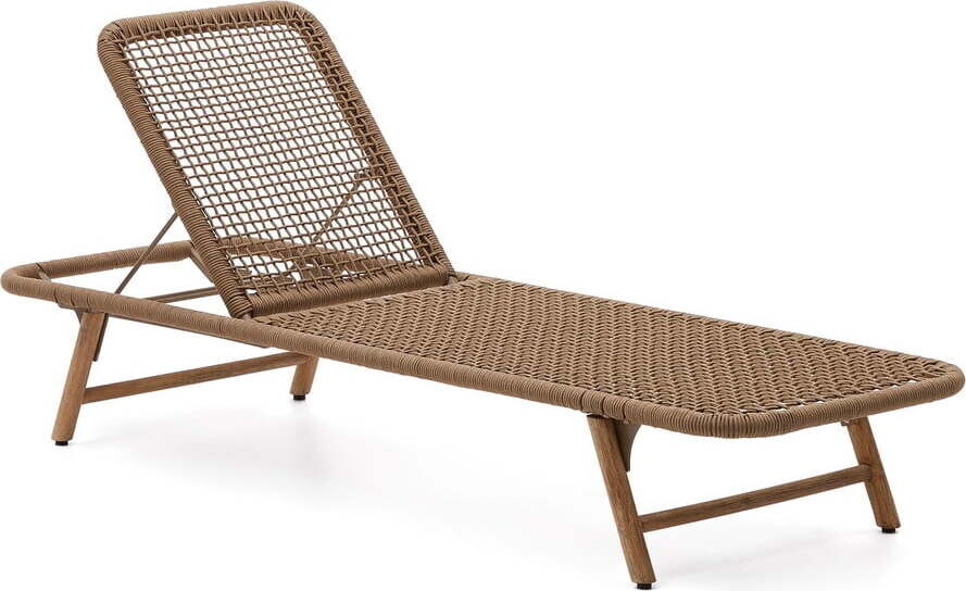 Hnědé dřevěné/kovové zahradní lehátko Dandara – Kave Home