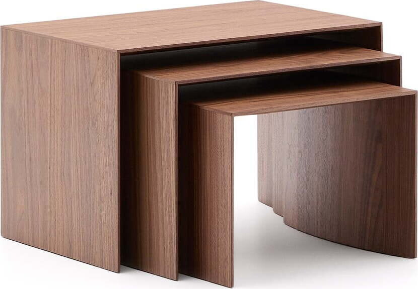 Odkládací stolky v sadě 3 ks v dekoru ořechu 40x60 cm Litto – Kave Home
