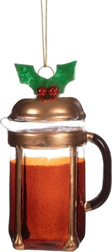 Skleněná ručně vyrobená vánoční ozdoba ø 5,5 cm Christmas Cafetiere – Sass & Belle