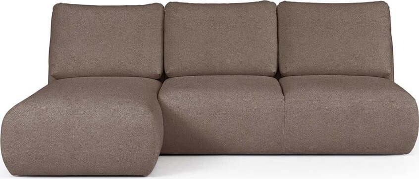 Hnědá rohová pohovka z textilie bouclé (levý roh/s lenoškou) Mirel – Rodier