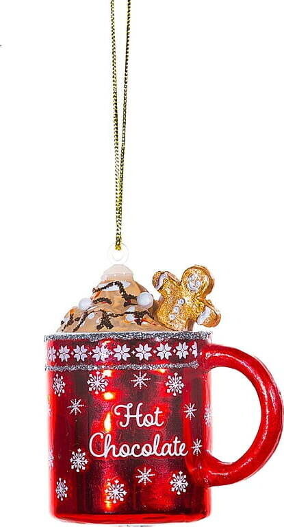 Skleněná ručně vyrobená vánoční ozdoba 6 cm Hot Chocolate – Sass & Belle