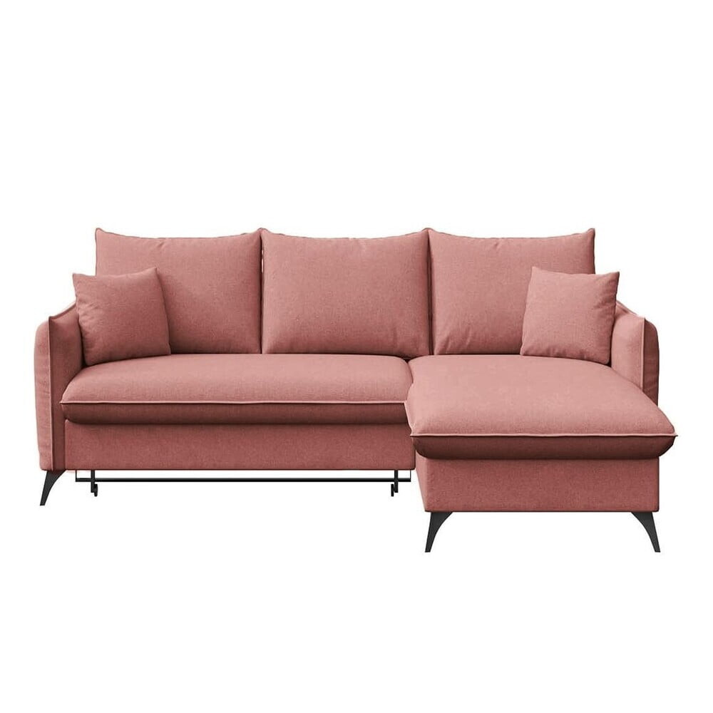 Růžová rozkládací/s úložným prostorem rohová pohovka (pravý roh/s lenoškou) Brim – Rodier