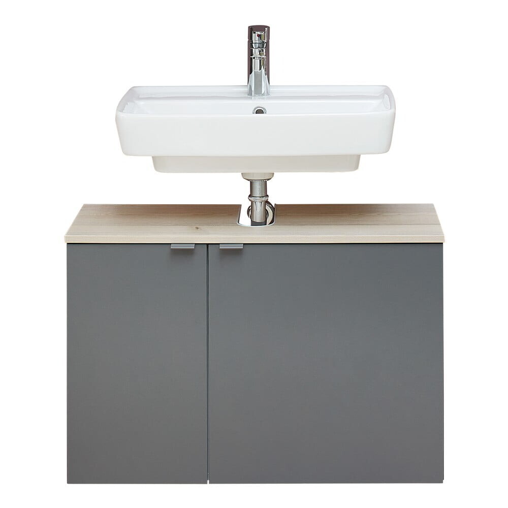 Šedá/v přírodní barvě závěsná skříňka bez umyvadla v dekoru borovice 53x80 cm Quickset 394 – Pelipal