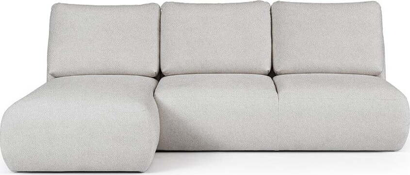 Světle šedá rohová pohovka z textilie bouclé (levý roh/s lenoškou) Mirel – Rodier