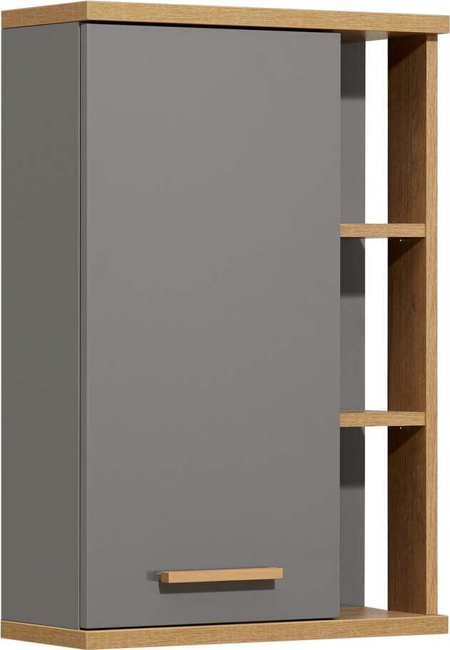 Šedá závěsná koupelnová skříňka v dekoru dubu 50,5x74,5 cm Quickset 924 – Pelipal