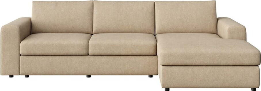 Světle hnědá sametová rohová pohovka (pravý roh/s lenoškou) Baga – Rodier