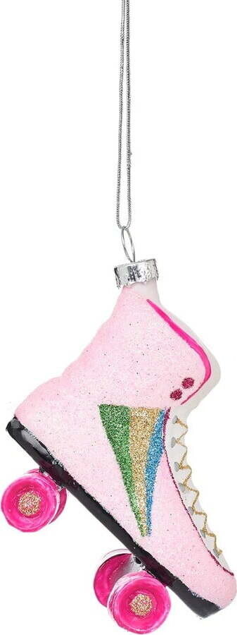 Skleněná ručně vyrobená vánoční ozdoba 8 cm Retro Rollerskate – Sass & Belle