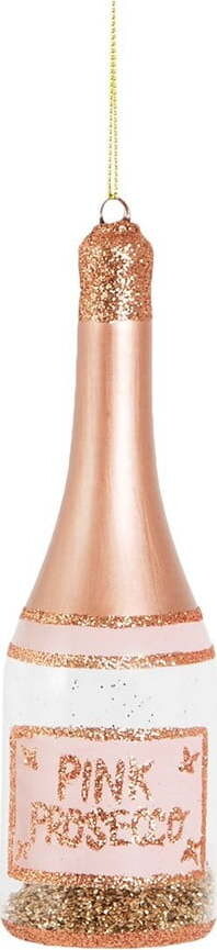 Skleněná ručně vyrobená vánoční ozdoba ø 5 cm Pink Prosecco – Sass & Belle