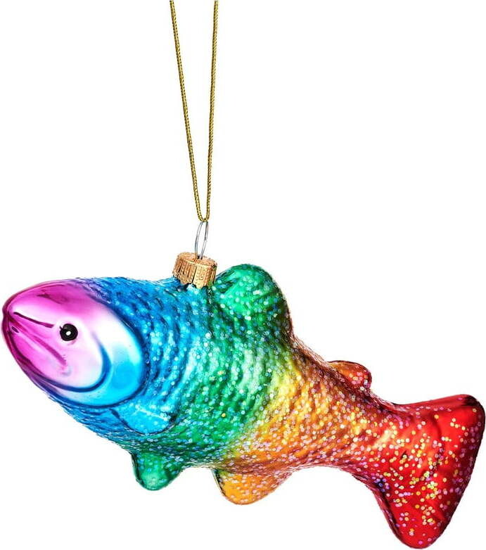 Skleněná ručně vyrobená vánoční ozdoba 7 cm Rainbow Trout – Sass & Belle