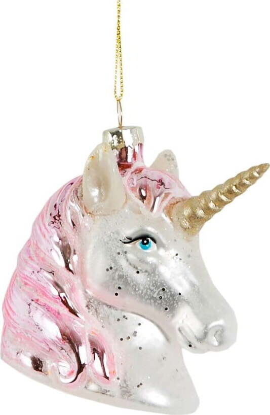 Skleněná ručně vyrobená vánoční ozdoba 9 cm Pink Shimmer Unicorn – Sass & Belle
