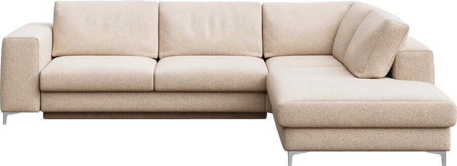 Béžová rozkládací/s úložným prostorem rohová pohovka z textilie bouclé (pravý roh/do L) Rene – Rodier