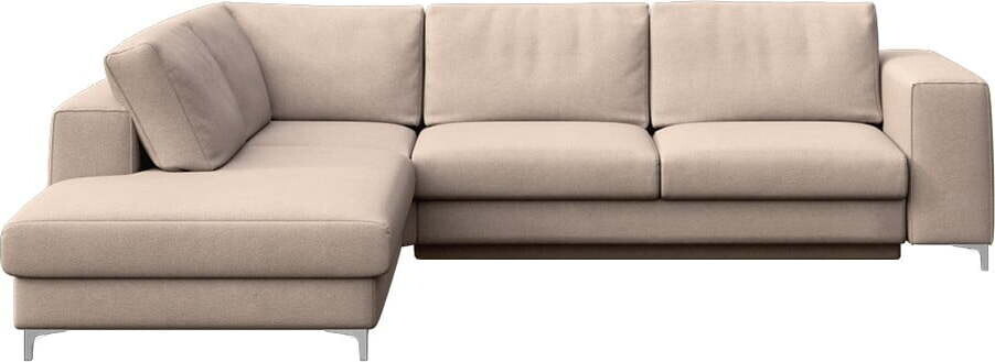 Béžová sametová rozkládací/s úložným prostorem rohová pohovka (levý roh/do L) Rene – Rodier