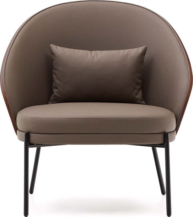 Hnědé křeslo z imitace kůže Eamy – Kave Home