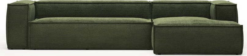 Zelená manšestrová rohová pohovka (pravý roh/s lenoškou) Blok – Kave Home