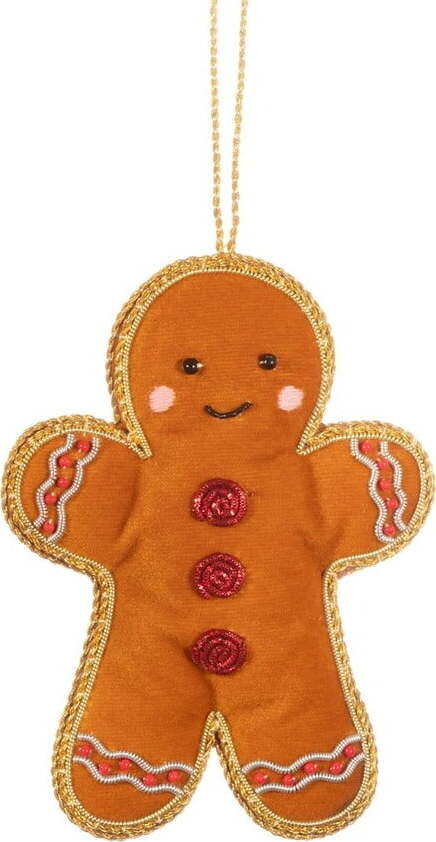 Textilní ručně vyrobená vánoční ozdoba 10 cm Gingerbread – Sass & Belle