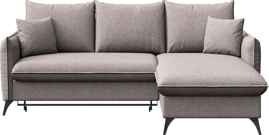 Šedá rozkládací/s úložným prostorem rohová pohovka (pravý roh/s lenoškou) Brim – Rodier