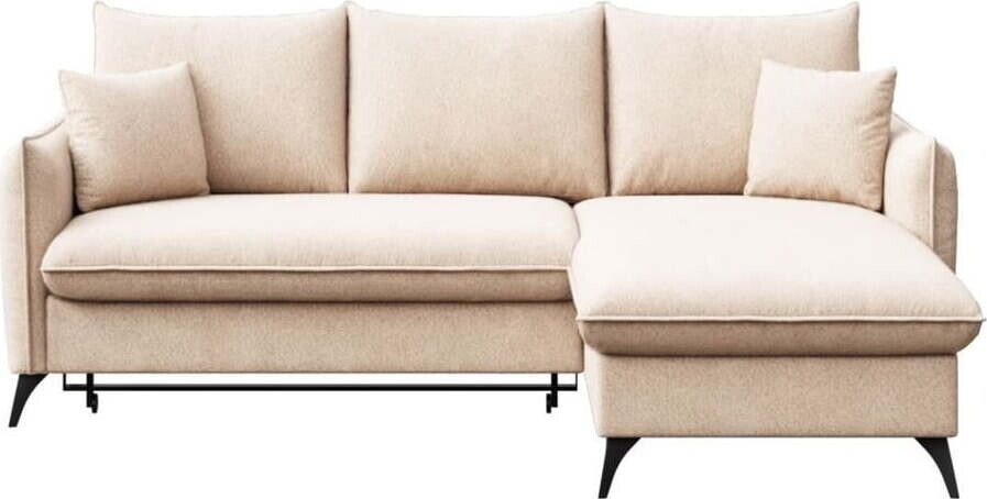 Béžová rozkládací/s úložným prostorem rohová pohovka z textilie bouclé (pravý roh/s lenoškou) Brim – Rodier