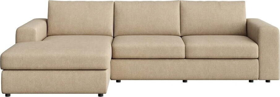 Světle hnědá sametová rohová pohovka (levý roh/s lenoškou) Baga – Rodier