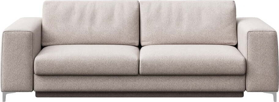 Světle šedá rozkládací pohovka z textilie bouclé 256 cm Rene – Rodier