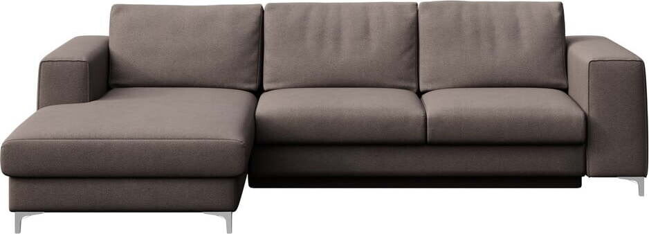 Taupe sametová rozkládací/s úložným prostorem rohová pohovka (levý roh/s lenoškou) Rene – Rodier