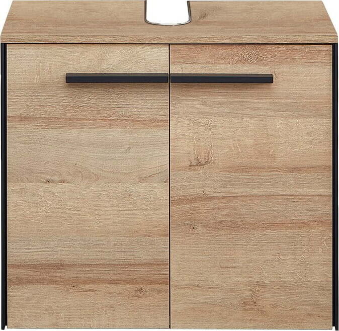Závěsná skříňka pod umyvadlo v dekoru dubu v přírodní barvě 53x60 cm Quickset 395 – Pelipal
