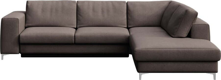 Taupe sametová rozkládací/s úložným prostorem rohová pohovka (pravý roh/do L) Rene – Rodier