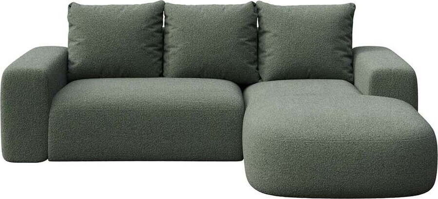 Zelená rohová pohovka z textilie bouclé (pravý roh/s lenoškou) Monce – Rodier