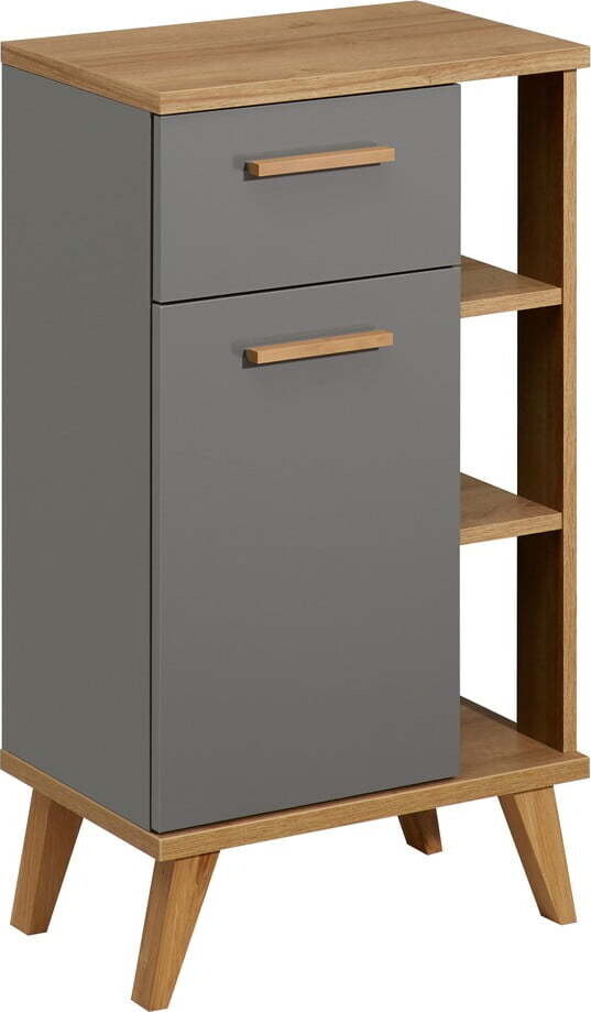 Šedá/v přírodní barvě nízká koupelnová skříňka v dekoru dubu 50,5x89,5 cm Quickset 924 – Pelipal