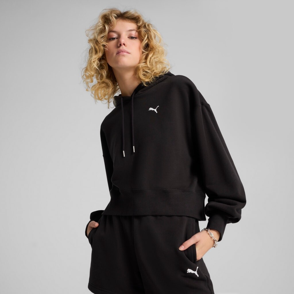 Puma WARDROBE ESS RELAXED CROPPED HOODIE TR Dámská mikina L 629746-01