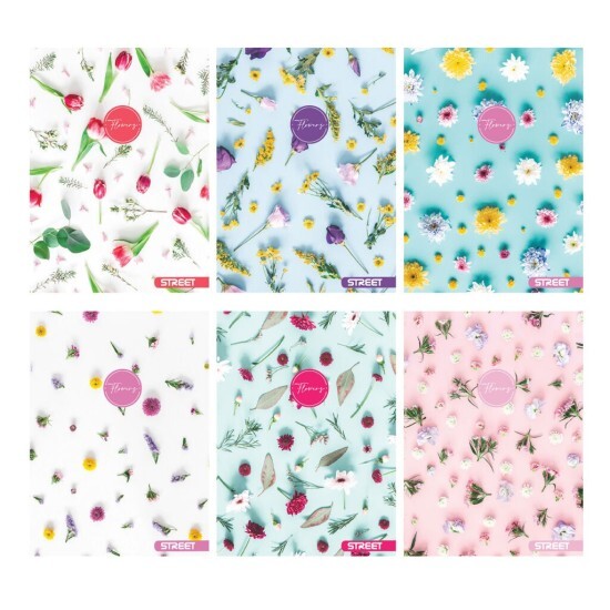 Zet servis Školní sešit 554 - Flowers - A5, linkovaný, 54 listů