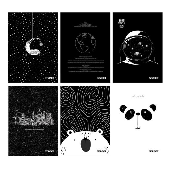 Školní sešit 554 - Black & White - A5, linkovaný, 54 listů