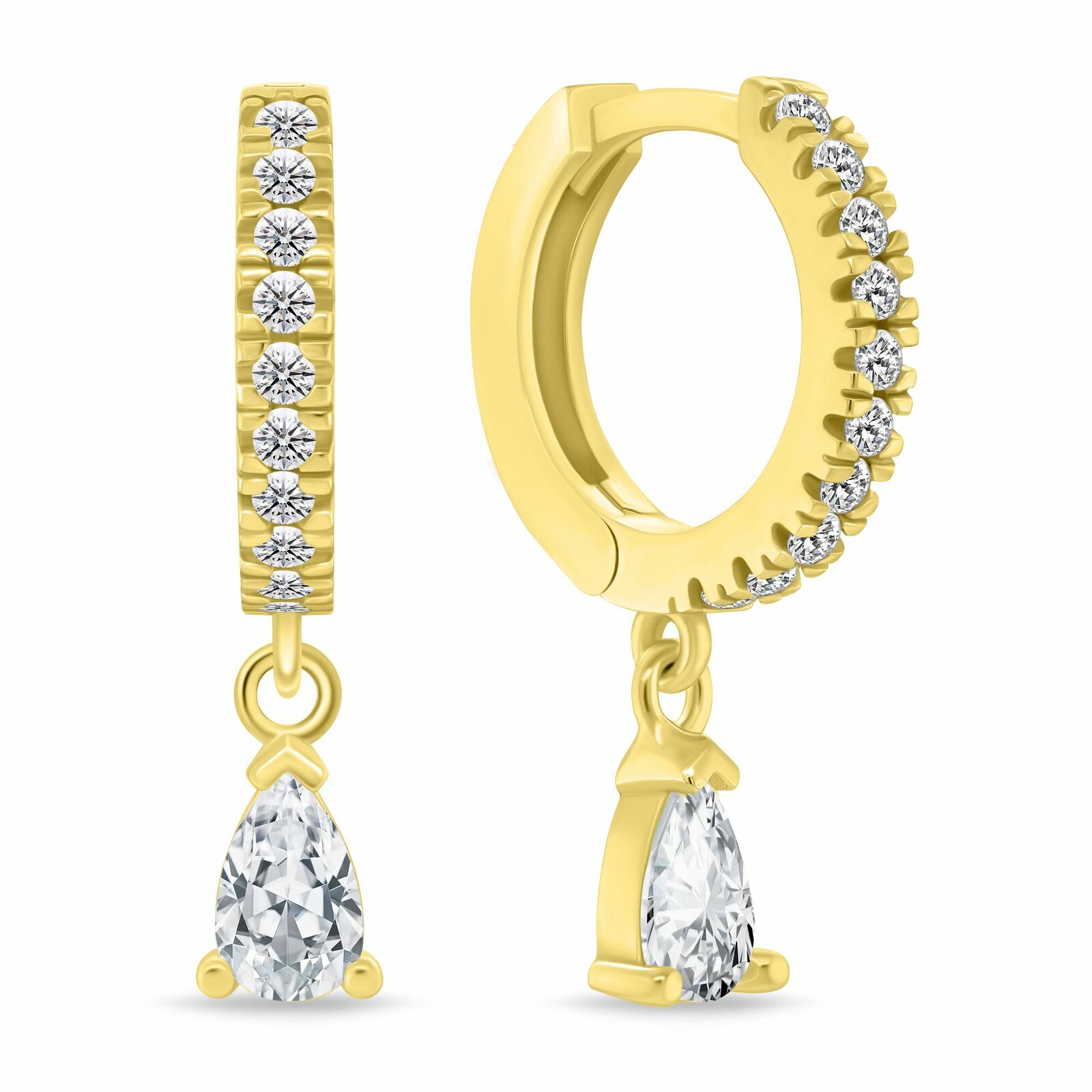 Brilio Silver Pozlacené kruhové náušnice s kubickými zirkony EA1171Y