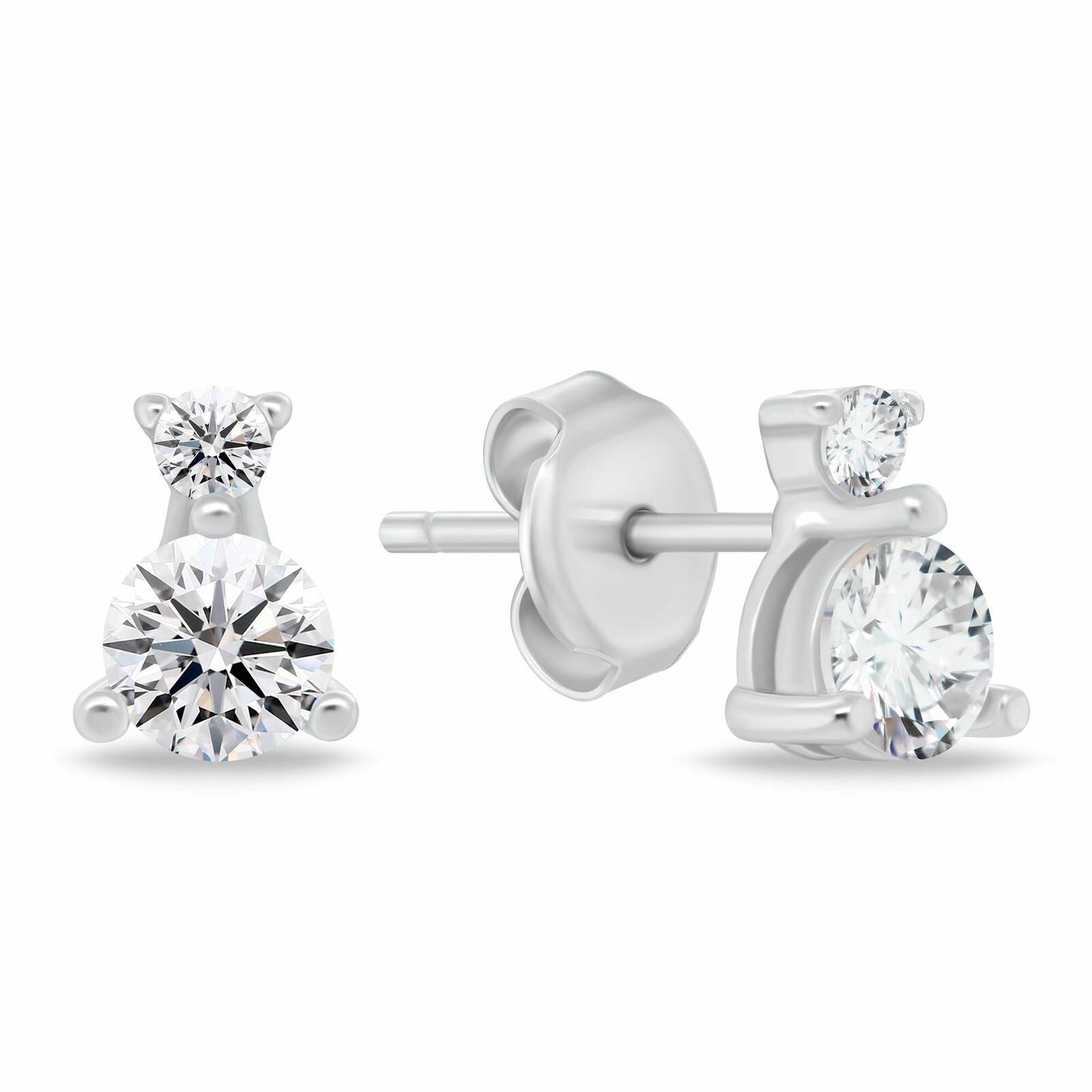 Brilio Silver Minimalistické stříbrné náušnice se zirkony EA1175W