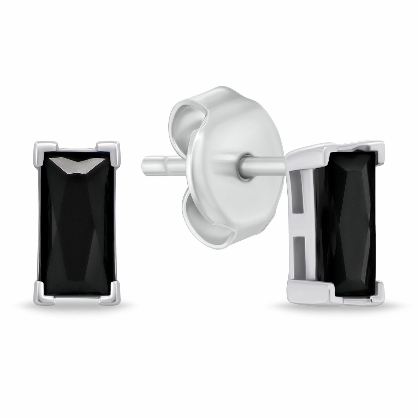 Brilio Silver Stříbrné náušnice s černými kubickými zirkony EA1176WBC