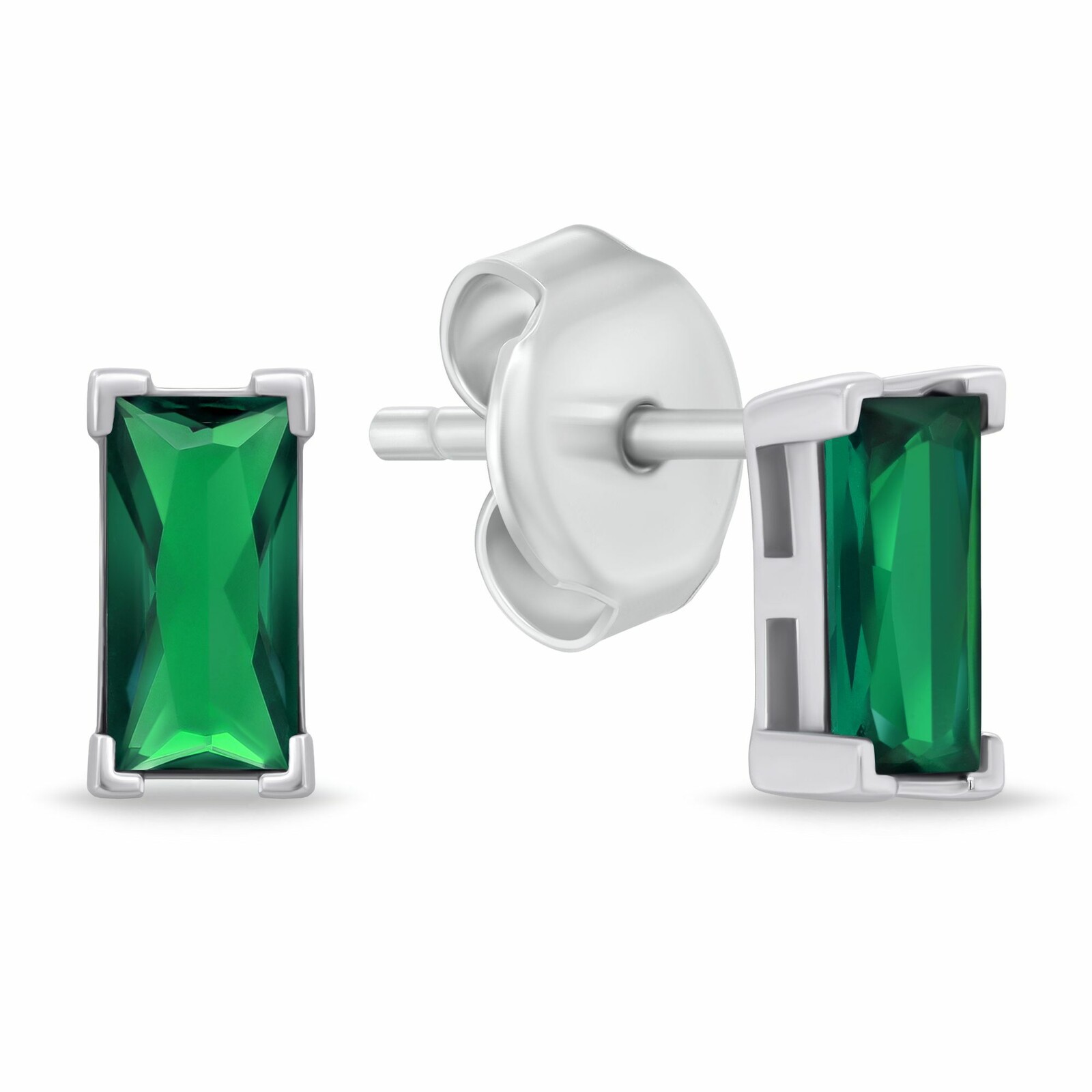 Brilio Silver Stříbrné náušnice se zelenými kubickými zirkony EA1176WG