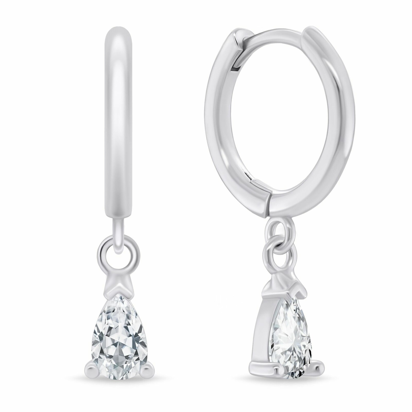 Brilio Silver Elegantní kruhové náušnice se zirkonem EA1178W