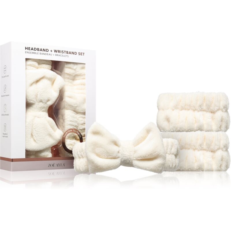 Zoë Ayla Headband & Wristband Set sada na odličování s kosmetickou čelenkou