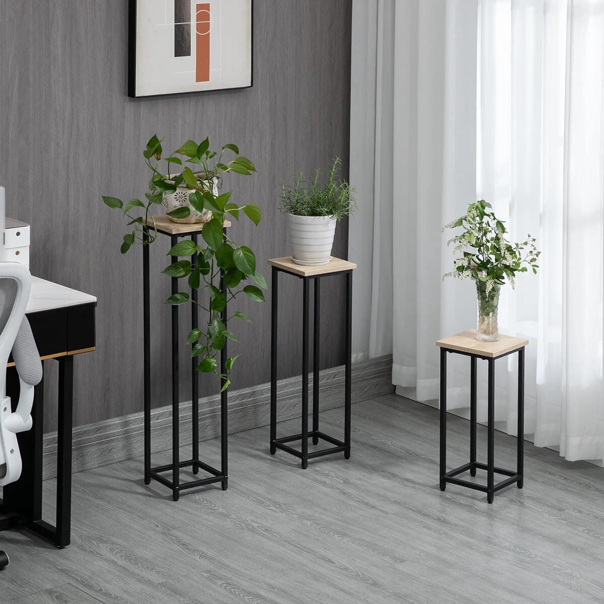 Outsunny Srohovatelné stojany na rostliny, sada 3 ks