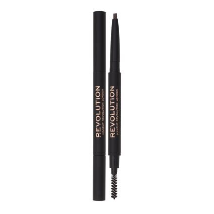 Makeup Revolution London Duo Brow Definer precizní tužka na obočí s kartáčkem 0.25 g odstín Medium Brown