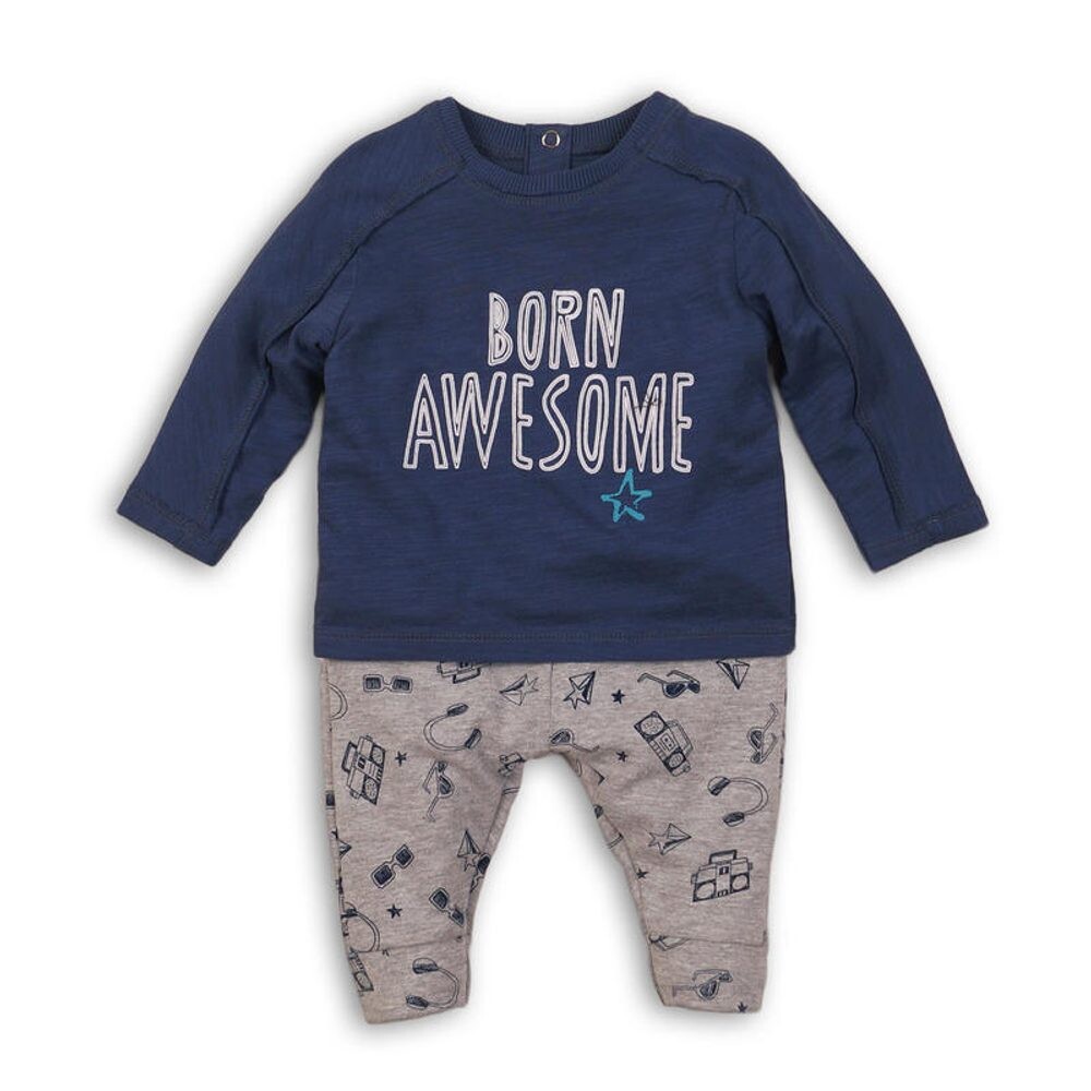 Chlapecký set bavlněný, tričko a tepláky, Minoti, AWESOME 5, kluk - 74/80 | 9-12m
