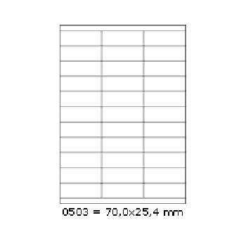 Samolepicí etikety 70 x 25,4 mm, 33 etiket, A4, 100 listů